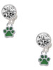 Silver Plated Mini Translucent Green Paw - Crystal Clip on Earrings: Color Choice - Red, Green, Blue, Purple, Pink, Clear, Black