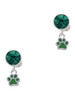 Silver Plated Mini Translucent Green Paw - Crystal Clip on Earrings