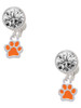 Silver Plated Mini Translucent Orange Paw - Crystal Clip on Earrings: Color Choice - Red, Green, Blue, Purple, Pink, Clear, Black