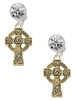 Gold-tone Large Celtic Cross - Crystal Clip on Earrings