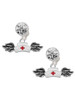 Silver Plated Enamel Nurse Hat with Wings - Crystal Clip on Earrings: Color Choice - Red, Green, Blue, Purple, Pink, Clear, Black