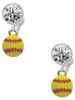 Silver Plated Mini Yellow Softball - Crystal Clip on Earrings