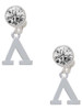 Silver Plated Large Greek Letter - Lambda - Crystal Clip on Earrings