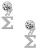 Silver Plated Large Greek Letter - Sigma - Crystal Clip on Earrings: Color Choice - Red, Green, Blue, Purple, Pink, Clear, Black