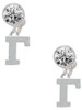Silver Plated Large Greek Letter - Gamma - Crystal Clip on Earrings