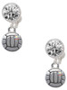 Silver Plated Mini Volleyball/Water polo - Crystal Clip on Earrings: Color Choice - Red, Green, Blue, Purple, Pink, Clear, Black