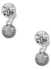 Silver Plated Mini Softball/Baseball with AB Crystal - Crystal Clip on Earrings