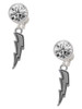 Silver Plated Lightning Bolt - Crystal Clip on Earrings