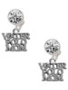Silver Plated Water Polo Mom - Crystal Clip on Earrings: Color Choice - Red, Green, Blue, Purple, Pink, Clear, Black