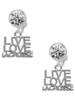 Silver Plated Live Love Lacrosse - Crystal Clip on Earrings