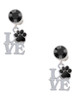 Silver Plated Love with Black Paw - Crystal Clip on Earrings