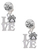 Silver Plated Love with Paw - Crystal Clip on Earrings