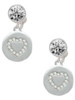 Silver Plated Disc with Crystal Heart - Crystal Clip on Earrings: Color Choice - Red, Green, Blue, Purple, Pink, Clear, Black