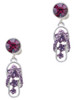 Silver Plated Purple Open Plumeria Flower Flip Flop - Crystal Clip on Earrings