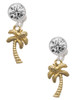 Gold-tone Palm Tree - Crystal Clip on Earrings