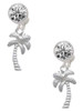 Silver Plated Palm Tree - Crystal Clip on Earrings: Color Choice - Red, Green, Blue, Purple, Pink, Clear, Black