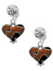 Two-tone Enamel Cheetah Print Heart - Crystal Clip on Earrings