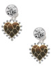 Two-tone Enamel Giraffe Print Heart - Crystal Clip on Earrings: Color Choice - Red, Green, Blue, Purple, Pink, Clear, Black