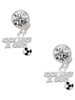 Silver Plated Kick Like a Girl with Enamel Soccer Ball - Crystal Clip on Earrings: Color Choice - Red, Green, Blue, Purple, Pink, Clear, Black