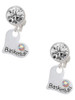 Heart with ''Basketball'' and AB Crystal - Crystal Clip on Earrings