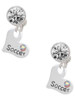 Heart with ''Soccer'' and AB Crystal - Crystal Clip on Earrings: Color Choice - Red, Green, Blue, Purple, Pink, Clear, Black