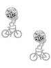 Silver Plated Small Bicycle - Crystal Clip on Earrings: Color Choice - Red, Green, Blue, Purple, Pink, Clear, Black