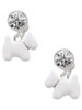 Silver Plated White Westie Dog - Crystal Clip on Earrings: Color Choice - Red, Green, Blue, Purple, Pink, Clear, Black