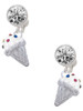 3-D Vanilla Ice Cream Cone with Crystal Sprinkles - Crystal Clip on Earrings: Color Choice - Red, Green, Blue, Purple, Pink, Clear, Black