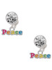 Rainbow Colored ''Peace'' - Crystal Clip on Earrings: Color Choice - Red, Green, Blue, Purple, Pink, Clear, Black