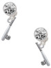 Silver Plated Baseball Bat and Ball - Crystal Clip on Earrings