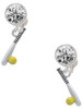Silver Plated Enamel Softball and Bat - Crystal Clip on Earrings