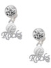 Silver Plated Enamel Volleyball ''Rocks'' - Crystal Clip on Earrings: Color Choice - Red, Green, Blue, Purple, Pink, Clear, Black