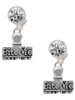 Silver Plated 3-D ''Bite Me'' Stamp - Crystal Clip on Earrings: Color Choice - Red, Green, Blue, Purple, Pink, Clear, Black
