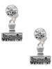 Silver Plated 3-D ''Dream On'' Stamp - Crystal Clip on Earrings