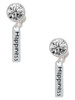 Silver Plated Happiness Rectangle - Crystal Clip on Earrings