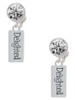 Silver Plated Delighted Rectangle - Crystal Clip on Earrings