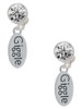 Silver Plated Giggle Oval - Crystal Clip on Earrings: Color Choice - Red, Green, Blue, Purple, Pink, Clear, Black