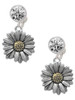 Two-tone Large Daisy Flower - Crystal Clip on Earrings: Color Choice - Red, Green, Blue, Purple, Pink, Clear, Black