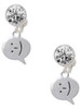 Silver Plated Emoticon :-) - Smiling - Crystal Clip on Earrings: Color Choice - Red, Green, Blue, Purple, Pink, Clear, Black