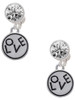Silver Plated Love in Circle - Crystal Clip on Earrings