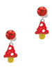Silver Plated 3-D Red and White Mushroom - Crystal Clip on Earrings