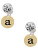 Gold-tone Disc 1/2'' Initial - a - Crystal Clip on Earrings: Color Choice - Red, Green, Blue, Purple, Pink, Clear, Black