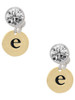 Gold-tone Disc 1/2'' Initial - e - Crystal Clip on Earrings: Color Choice - Red, Green, Blue, Purple, Pink, Clear, Black