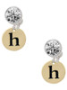 Gold-tone Disc 1/2'' Initial - h - Crystal Clip on Earrings: Color Choice - Red, Green, Blue, Purple, Pink, Clear, Black
