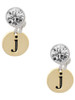 Gold-tone Disc 1/2'' Initial - j - Crystal Clip on Earrings