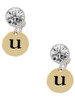 Gold-tone Disc 1/2'' Initial - u - Crystal Clip on Earrings: Color Choice - Red, Green, Blue, Purple, Pink, Clear, Black