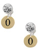Gold-tone Disc 1/2'' Number - 0 - Crystal Clip on Earrings: Color Choice - Red, Green, Blue, Purple, Pink, Clear, Black