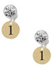Gold-tone Disc 1/2'' Number - 1 - Crystal Clip on Earrings: Color Choice - Red, Green, Blue, Purple, Pink, Clear, Black
