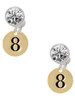 Gold-tone Disc 1/2'' Number - 8 - Crystal Clip on Earrings: Color Choice - Red, Green, Blue, Purple, Pink, Clear, Black