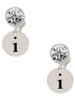 Silver Plated Disc Initial - i - Crystal Clip on Earrings